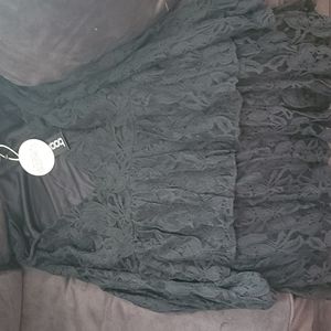 PLUS LACE PLUNGE RUFFLE SKATER DRESS